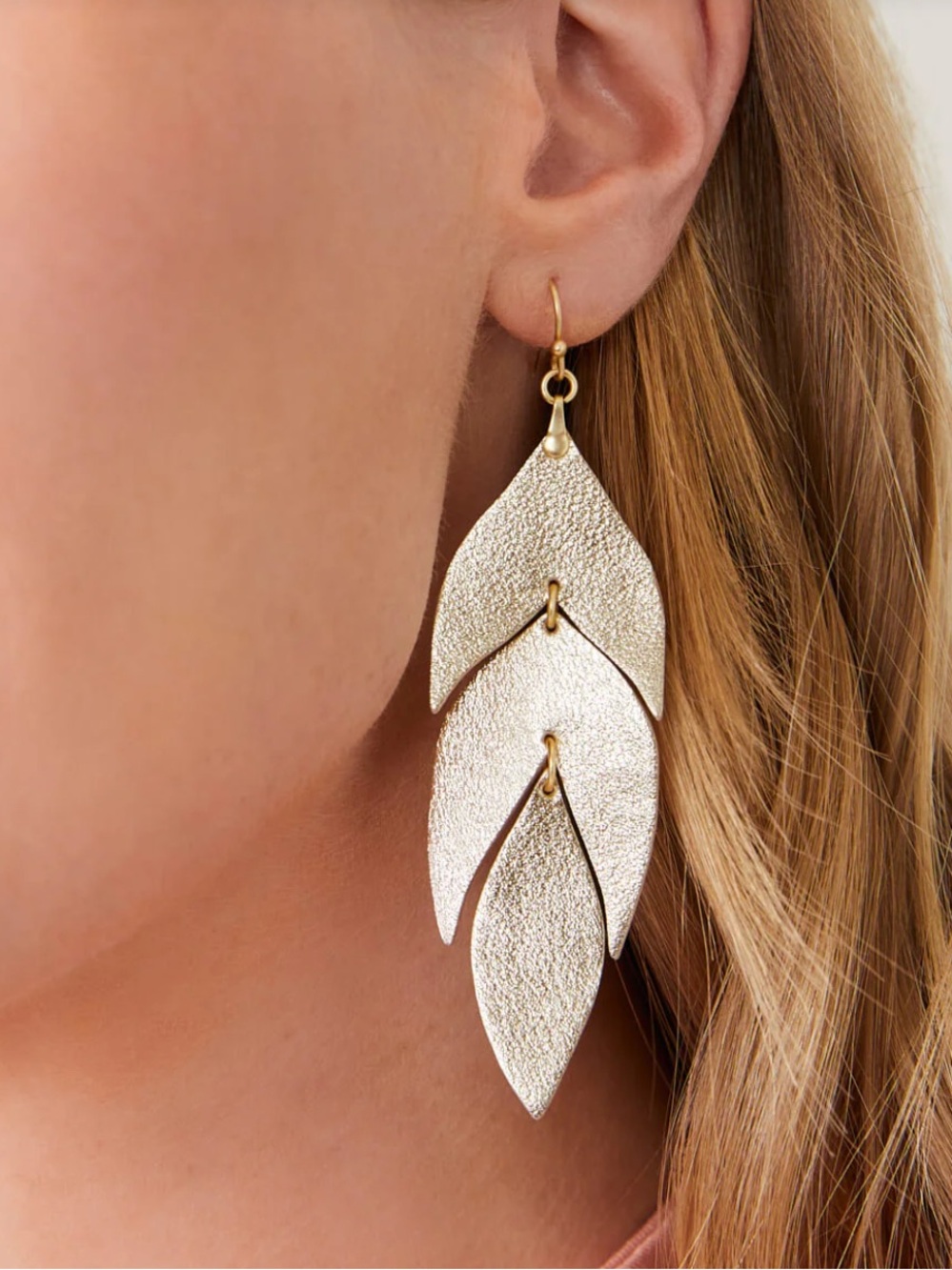 NWT! Spartina Gold Leaf Leather Earrings